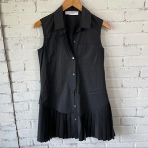Crosby Derek Lam Intermix Sz 10 Black Dress Tunic Pleated Lagenlook